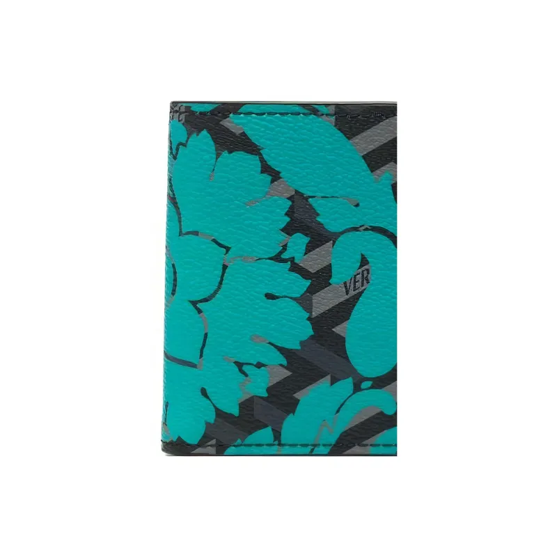 VERSACE Canvas With Calfskin Wallet Men's Green-2