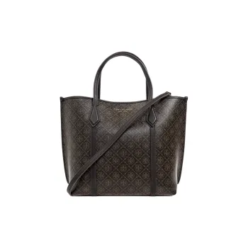 TORY BURCH Perry Canvas Tote Bag, Shopping Bag, Shoulder Bag, Crossbody Bag, Handbag Trumpets Women's Dark Brown