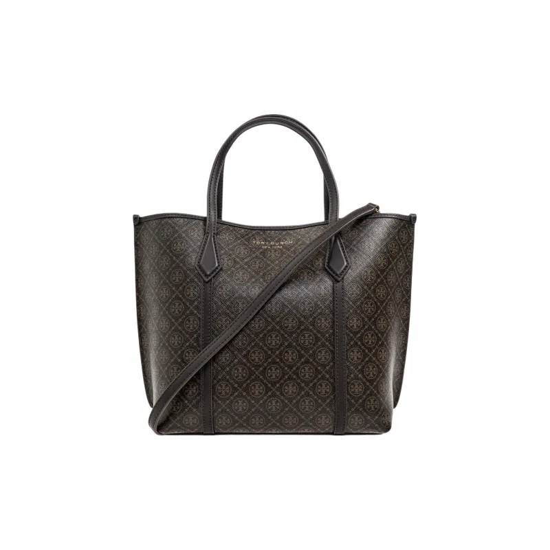 TORY BURCH Perry Canvas Tote Bag, Shopping Bag, Shoulder Bag, Crossbody Bag, Handbag Trumpets Women's Dark Brown-0