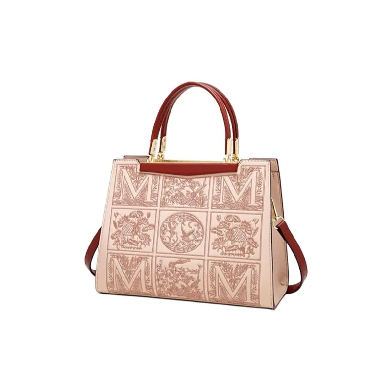 PAYOT Microfiber Synthetic Leather Wedding Handbag One Shoulder Crossbody Large Size Women's Burgundy/Apricot-8