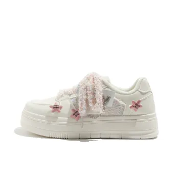BEIER Warm Slip-Resistant Low-Top Skateboard Shoes Women's White Pink