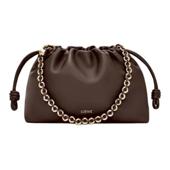 LOEWE Flamenco Napa Lambskin Shoulder Bag Medium Size Women's Umber