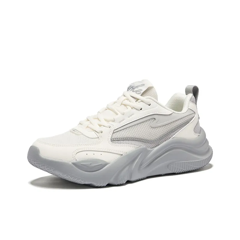 Erke Ci Wu Rebound Wear Resistant Breathable Low Top Casual Shoes Women's Microcrystal White Mist Gray-2