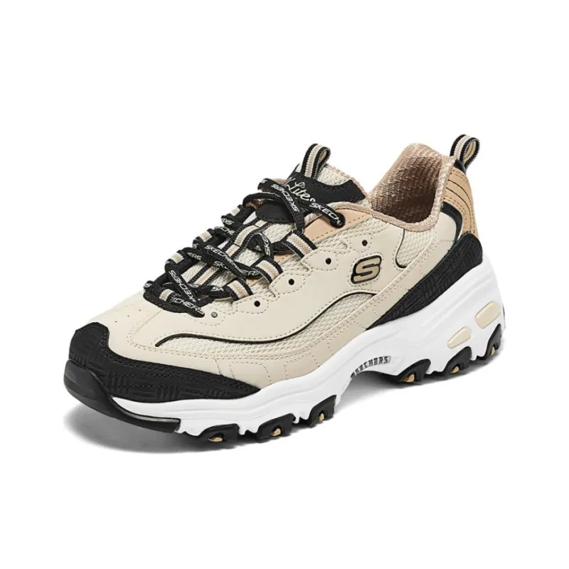 Skechers DLITES Non slip Lightweight Low Top Casual Shoes Women's Beige Black-2