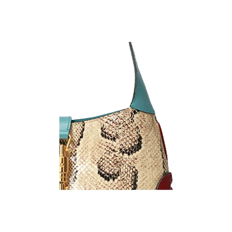 GUCCI Jackie 1961 Python Skin Crescent Shoulder Bag Shoulder Bag Women's Red Blue Multicolor-4