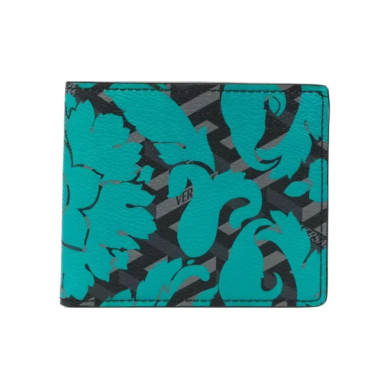 VERSACE Canvas With Calfskin Wallet Men's Green-0