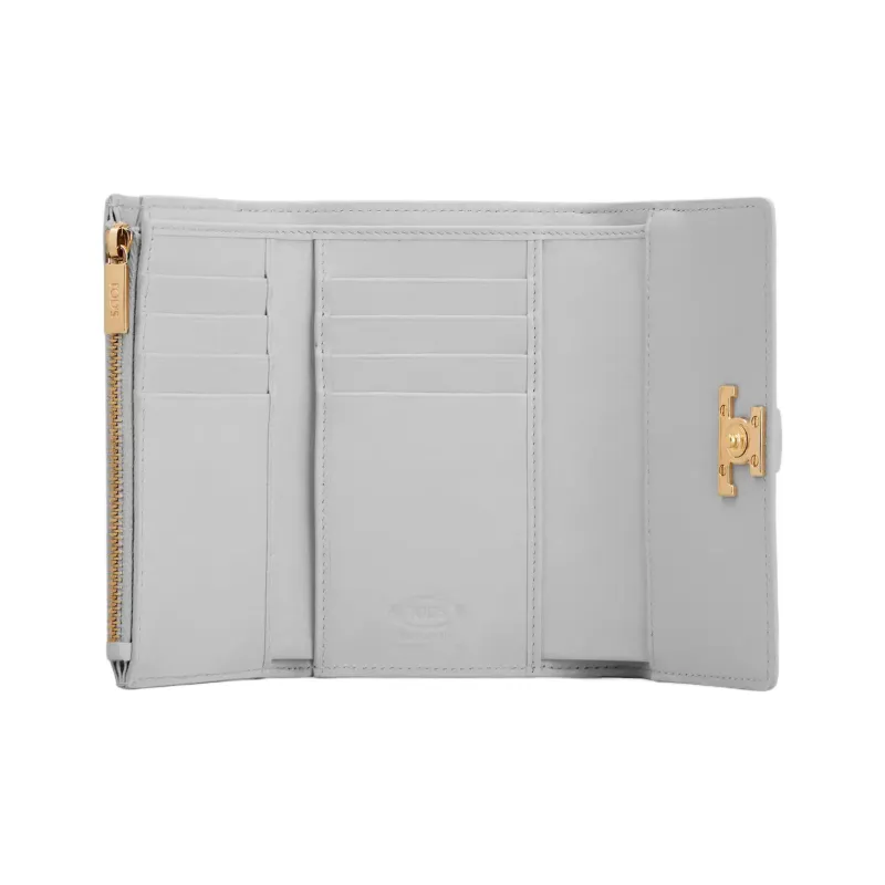 TOD'S Calfskin Wallet Women's Gray-3
