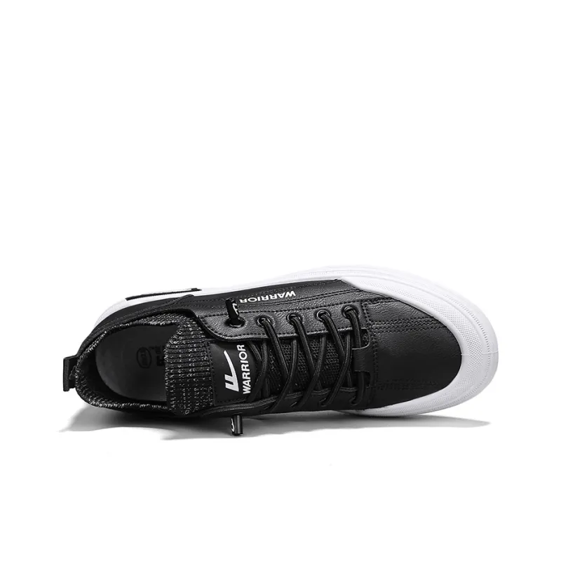 Warrior Slip on Slip on Shoes Abrasion Resistant Lightweight Slip Resistant Low Top Skateboard Shoes Men Black White-3