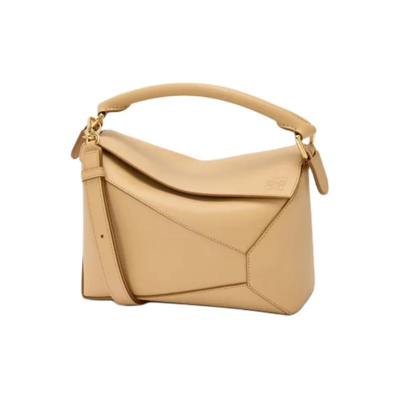 LOEWE Classic Calfskin One Shoulder Handbag Trumpets Women's Silk Beige-0