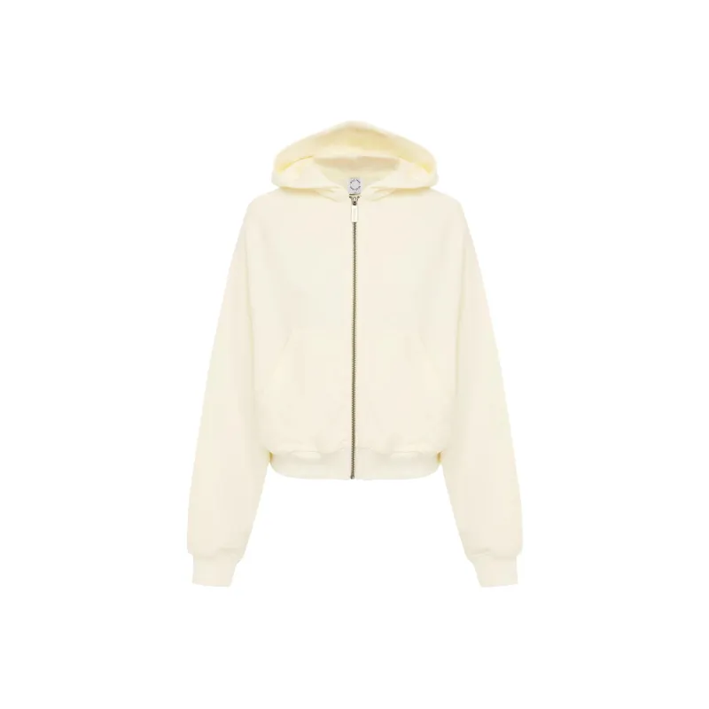 WITH JEAN SS25 Freddie Zip Through Sweatshirt Women's Cream-0