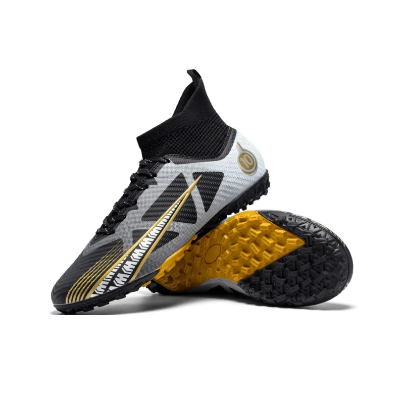 OFFER AITR Soccer Shoes Unisex High Top Aqua/White Gold/Black-8