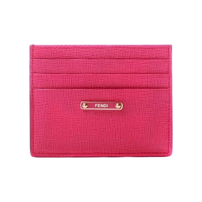 FENDI Cow Leather Card Holder Women's Rose Red-0