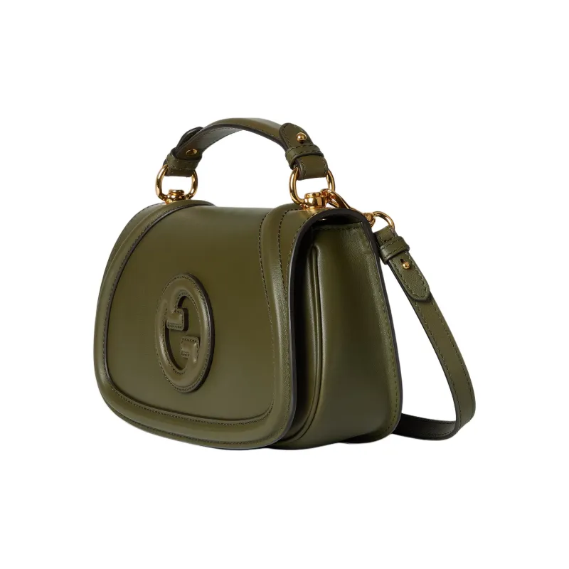 GUCCI Blondie Smooth Leather Handbag Medium Size Women's Forest Green-1
