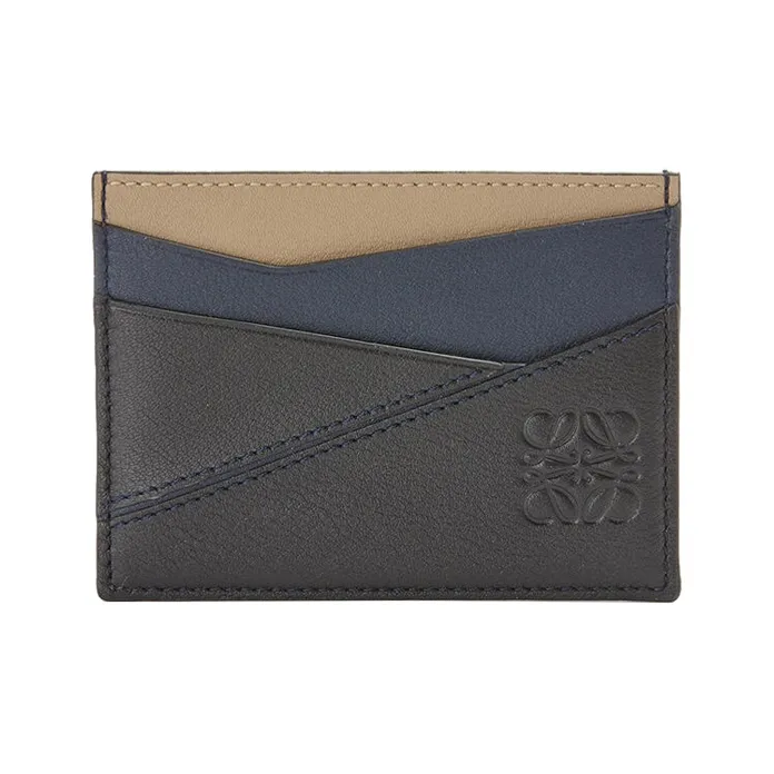 LOEWE Puzzle Cow Leather Card Holder Men's Black-0