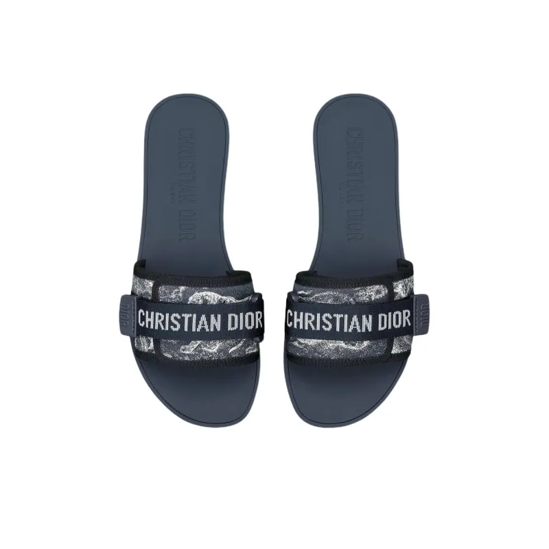 DIOR Dioriviera Slide Slippers Women's Denim Blue-3