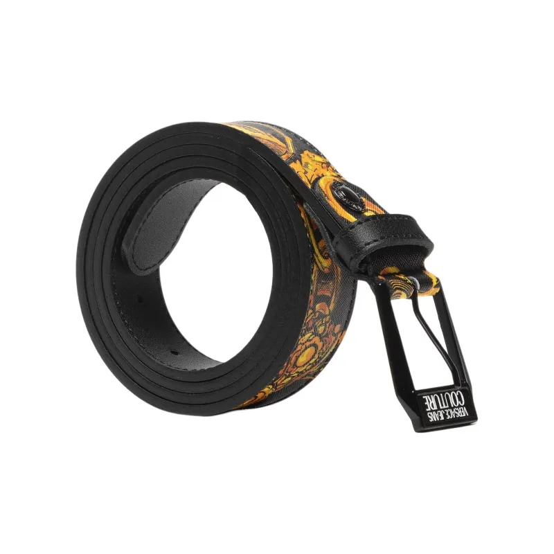 VERSACE JEANS COUTURE Polyurethane Leather Belts Men's Black Width  3cm-4