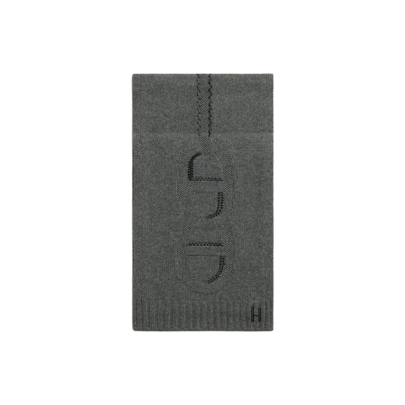 HERMES Cashmere Knit Scarves Unisex Gray-0