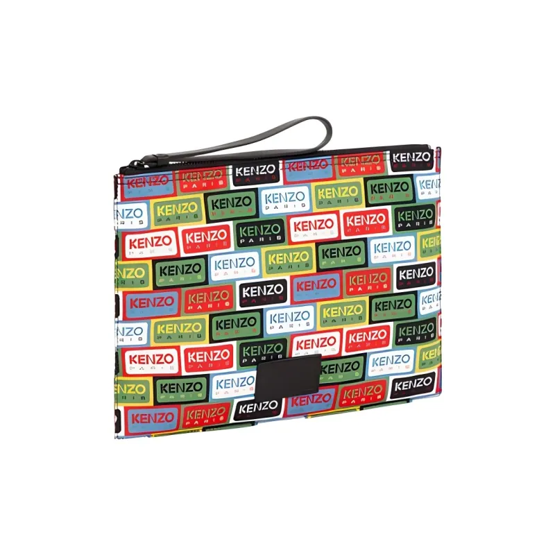 KENZO Leather Detail Clutch Large Size Unisex Green-0