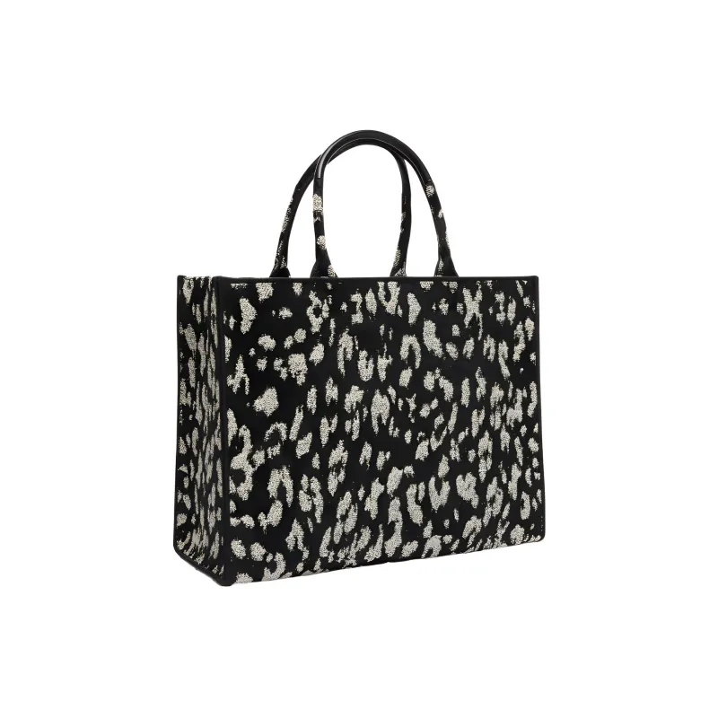 Furla Opportunity Jacquard Fabric Tote Bag Shopping Bag Handbag Large Size Women's Black-2