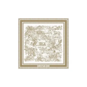 DIOR Silk Twill Silk Scarves Unisex Ecru