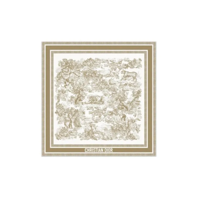 DIOR Silk Twill Silk Scarves Unisex Ecru-0