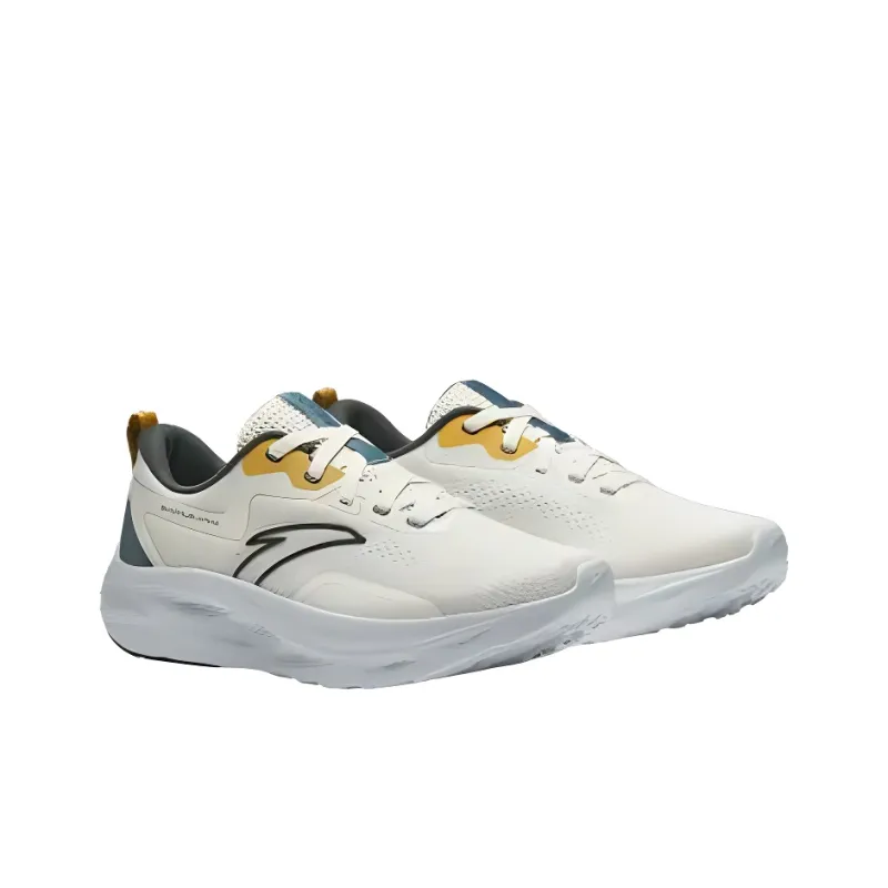 Anta Dust Free Cushioning Rebound Lightweight Anti slip Low Top Running Shoes Men's Beige Green-3