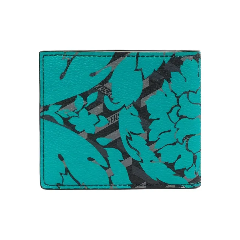 VERSACE Canvas With Calfskin Wallet Men's Green-1