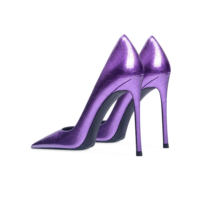 Ganxiaojie Slim Heel High Heels Women's Purple-2