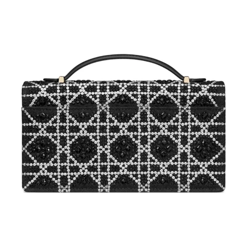 DIOR My Dior Cotton One Shoulder Handbag Mini Women's Black-3