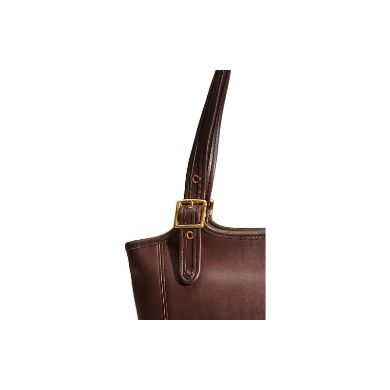 COACH Legacy Leather Tote Bag Shopping Bag Handbag Shoulder Bag Large Size Women's Coffee-3