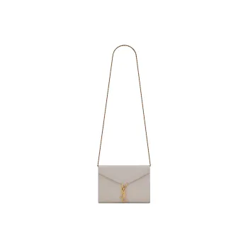 SAINT LAURENT CASSANDRA Cow Leather Envelope Bag, Shoulder Bag, Crossbody Bag Women's Vintage White & Red
