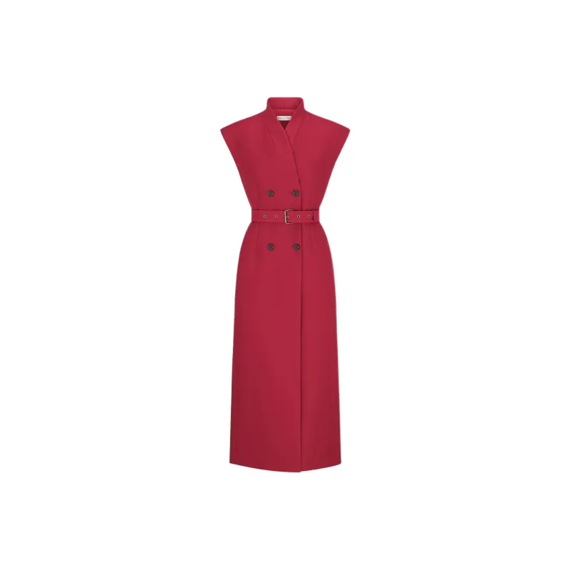 DIOR Short Sleeved Dress Women's Red-0