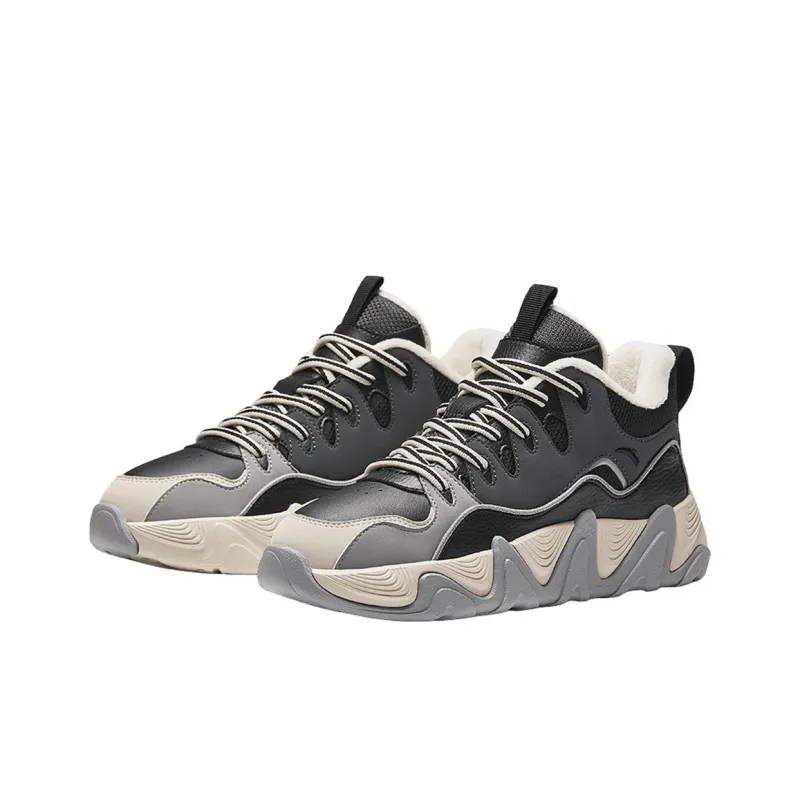 Anta Life Collection Warm Slip-Resistant Low-Top Skateboard Shoes Women's Black/Grey/Beige-2
