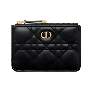DIOR Caro Calfskin Card Holder Women's Black