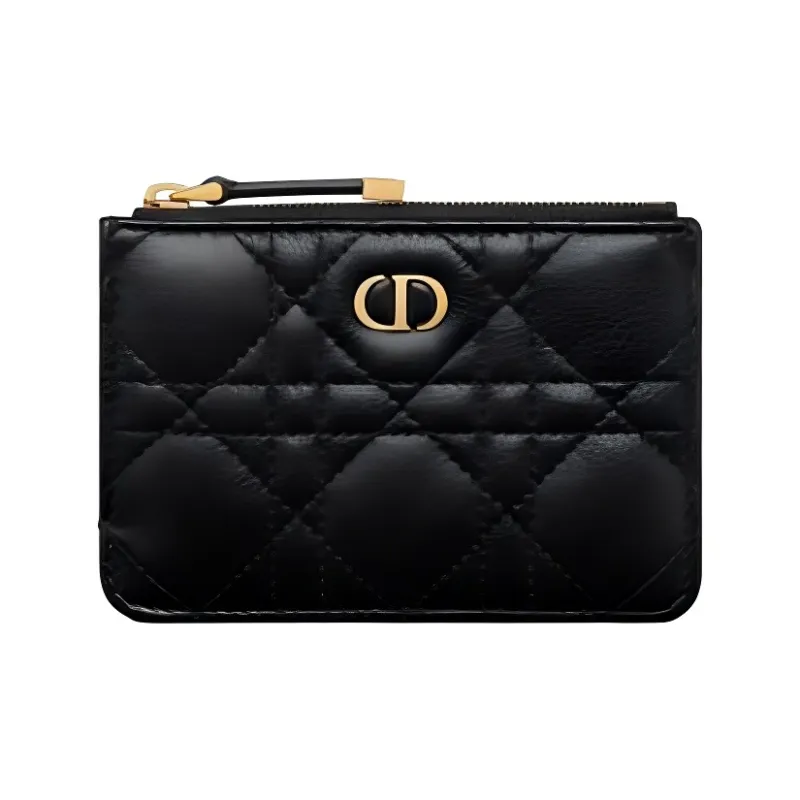 DIOR Caro Calfskin Card Holder Women's Black-0