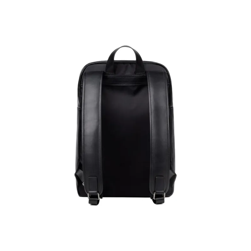 NIUMJ Top Grain Cow Leather Backpack Regular Men's Elegant Black-3