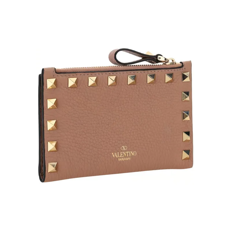 Valentino GARAVANIRockstud Calfskin Card Holder Card Holder Women's Dusty Pink-1