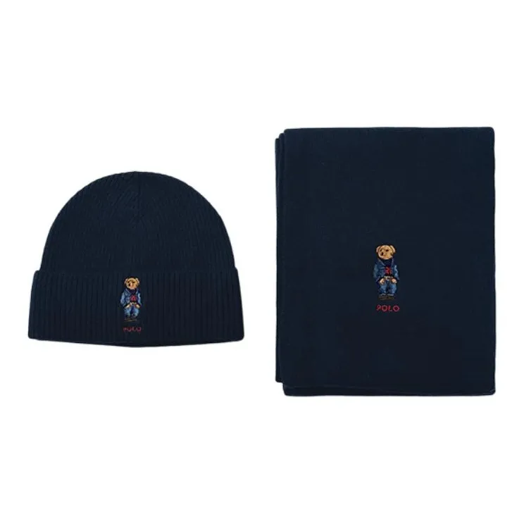 Polo Ralph Lauren Wool Nylon Knit Scarves Unisex Dark Blue-0