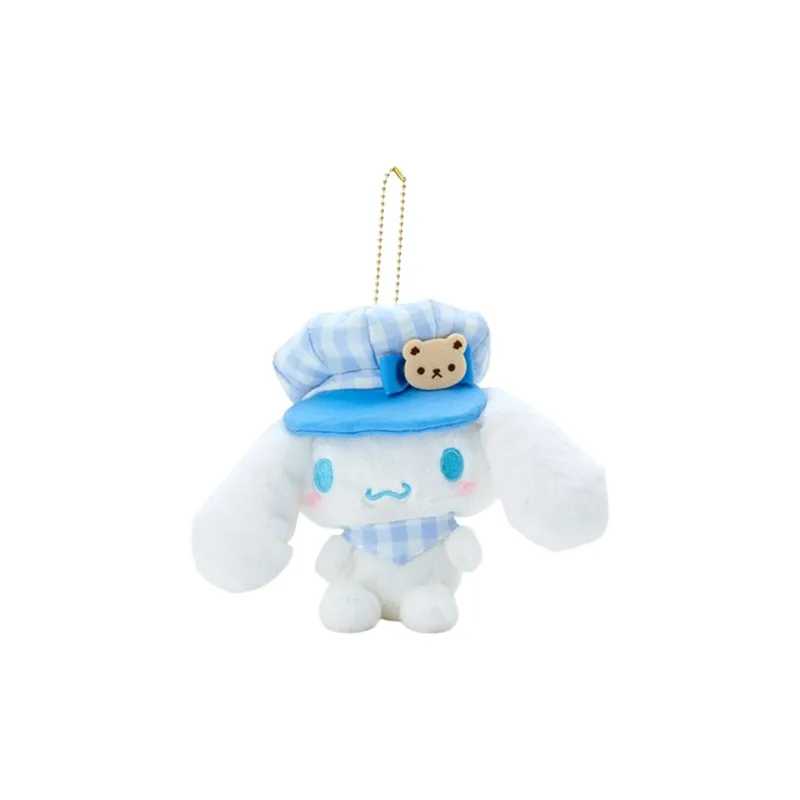 Sanrio Cinnamoroll Colorful Plaid Newsboy Cap Dolls Plush Pendant 14cm Height-0