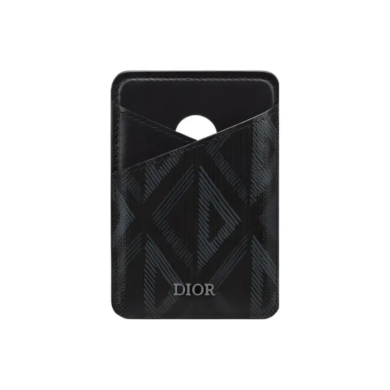 DIOR Canvas With Cow Leather Patchwork Detail Card Holder Men's Black-0