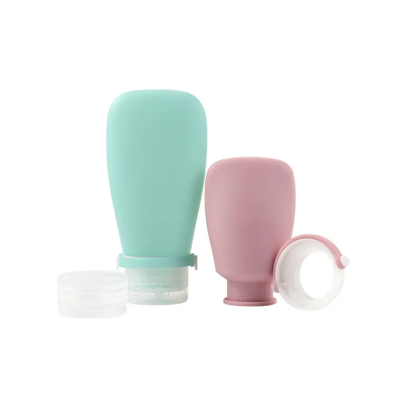 JINGLINGLONG Gray Portable Dosing Bottle With Travel Soft Press Face Wash Shower Gel And Shampoo Silicone Bottle-4