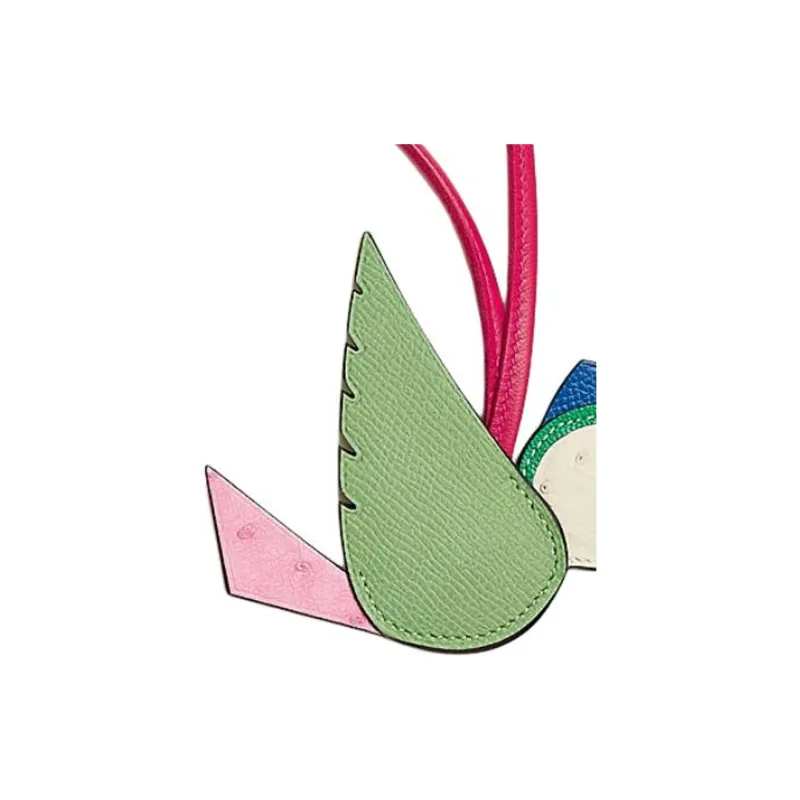 HERMES Birdy Epsom Calfskin Bag Accessory Unisex Mint Green & Bubble Gum Pink & Natural Color-2