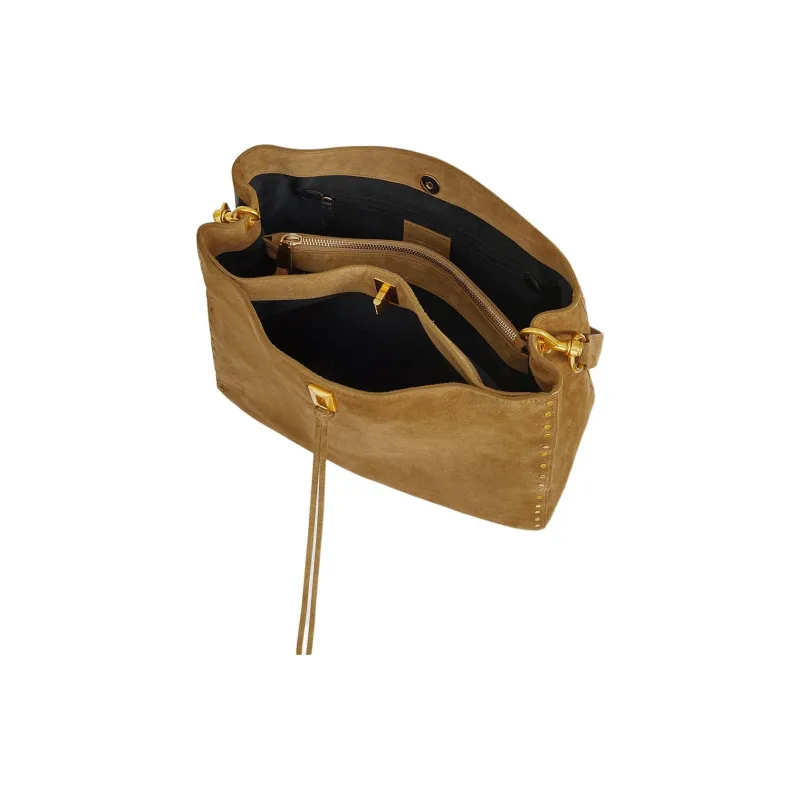 REBECCA MINKOFF Suede Leather Crossbody Bag Shoulder Bag Large Size Women's Honey-2