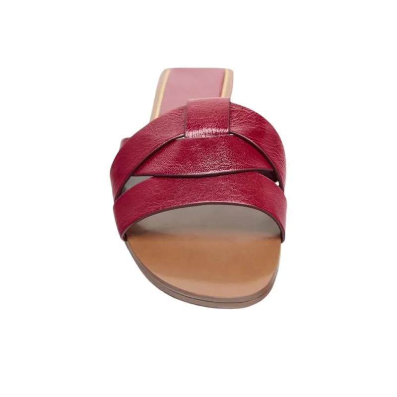 ZARA Abrasion Resistant Slide Slippers Women's Dark Red Color-3
