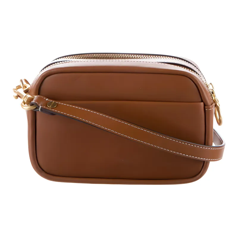 TORY BURCH PerryBOMBÉ Leather Shoulder Bag, Crossbody Bag Mini Women's Brown-2