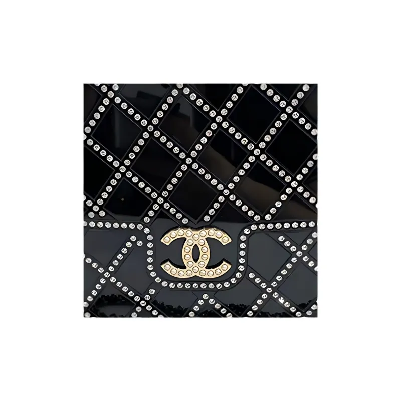 CHANEL Glossy Leather Evening Bag, Square Box Clutch, Shoulder Bag, Crossbody Bag Regular Women's Black-5