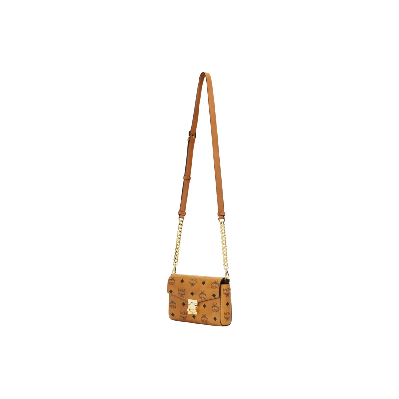 MCM Tracy Visetos Coated Canvas Chain Bag, Envelope Bag, Shoulder Bag, Crossbody Bag Small Size Women's Brown Cognac-1