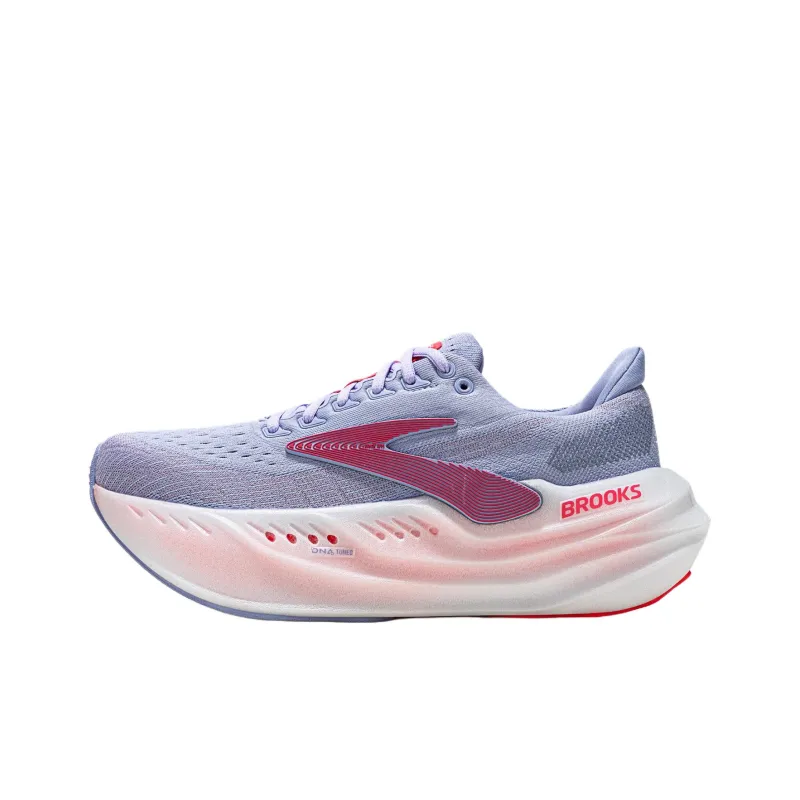 Brooks Glycerin Ma Cushioning And Breathable Low Top Marathon Running Shoes Women's Blue Purple Red White-0