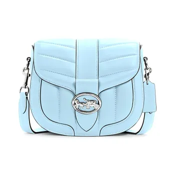 COACH Georgie Sheepskin Saddle Bag, Shoulder Bag, Crossbody Bag Small Size Women's Light Blue