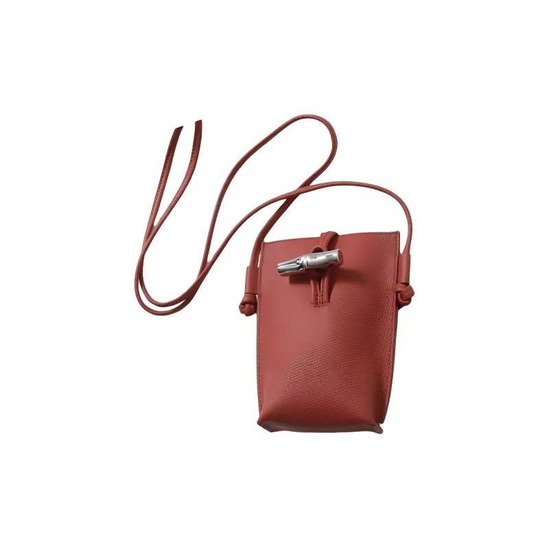 LONGCHAMP Le Roseau Cow Leather Cell Phone Pouch Shoulder Bag Crossbody Bag Women's Chestnut-0